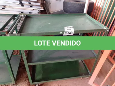 LOTE 568 - 01 CARRINHO DE FERRO COM RODINHAS E 03 BANDEJAS. (NO ESTADO) ATENÇÃO! FAZER A VISITAÇÃO ANTES DE ARREMATAR, NÃO SABEMOS SE FUNCIONA. LEILÃO NÃO TEM GARANTIA E NEM DEVOLUÇÃO, SUJEITO A POSSÍVEIS AVARIAS VISÍVEIS/OCULTAS E/OU AUSÊNCIA DE COMPONENTES.