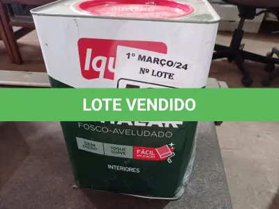 LOTE 563 - 01 LATA DE TINTA IQUINE PINTALAR FOSCO AVELUDADO 18L COR PÊSSEGO. (NO ESTADO) ATENÇÃO! FAZER A VISITAÇÃO ANTES DE ARREMATAR, NÃO SABEMOS SE FUNCIONA. LEILÃO NÃO TEM GARANTIA E NEM DEVOLUÇÃO, SUJEITO A POSSÍVEIS AVARIAS VISÍVEIS/OCULTAS E/OU AUSÊNCIA DE COMPONENTES.