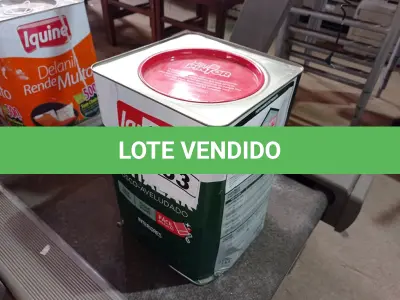 LOTE 563 - 01 LATA DE TINTA IQUINE PINTALAR FOSCO AVELUDADO 18L COR PÊSSEGO. (NO ESTADO) ATENÇÃO! FAZER A VISITAÇÃO ANTES DE ARREMATAR, NÃO SABEMOS SE FUNCIONA. LEILÃO NÃO TEM GARANTIA E NEM DEVOLUÇÃO, SUJEITO A POSSÍVEIS AVARIAS VISÍVEIS/OCULTAS E/OU AUSÊNCIA DE COMPONENTES.