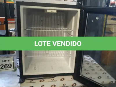 LOTE 269 - 01 FRIGOBAR. (NO ESTADO) ATENÇÃO! FAZER A VISITAÇÃO ANTES DE ARREMATAR, NÃO SABEMOS SE FUNCIONA, LEILÃO NÃO TEM GARANTIA E NEM DEVOLUÇÃO, SUJEITO A POSSÍVEIS AVARIAS VISÍVEIS/OCULTAS E/OU AUSÊNCIA DE COMPONENTES.