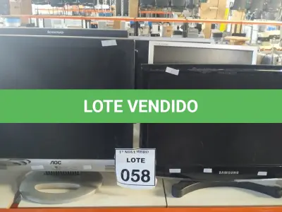 LOTE 058 - 01 LOTE COM VÁRIOS MONITORES LCD MARCAS E MODELOS DIVERSOS. (NO ESTADO) ATENÇÃO! FAZER A VISITAÇÃO ANTES DE ARREMATAR, NÃO SABEMOS SE FUNCIONA, LEILÃO NÃO TEM GARANTIA E NEM DEVOLUÇÃO, SUJEITO A POSSÍVEIS AVARIAS VISÍVEIS/OCULTAS E/OU AUSÊNCIA DE COMPONENTES.