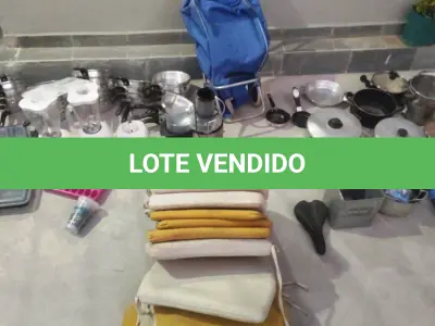 LOTE 404 - 01 LOTE COM DIVERSOS ITENS 03 LIQUIDIFICADORES NOVOS, ROUPAS DE CAMA NOVAS TAPETE NOVO 30 FRIGIDEIRAS NOVAS, ALMOFADAS PRA CADEIRAS CARRINHO DE COMPRAS PANELAS, CENTRÍFUGA DE FRUTAS RELÓGIOS. (NO ESTADO) ATENÇÃO! FAZER A VISITAÇÃO ANTES DE ARREMATAR, NÃO SABEMOS SE FUNCIONA, LEILÃO NÃO TEM GARANTIA E NEM DEVOLUÇÃO, SUJEITO A POSSÍVEIS AVARIAS VISÍVEIS/OCULTAS E/OU AUSÊNCIA DE COMPONENTES.