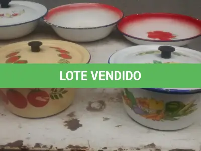 LOTE 522 - 01 LOTE COM VASILHAS ESMALTADAS ANTIGAS VARIOS MODELOS