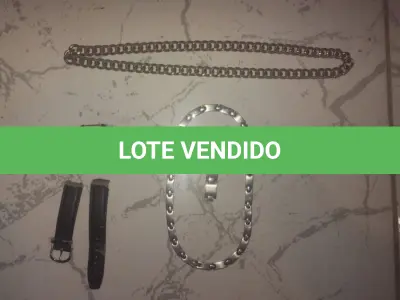 LOTE 502 - 01 LOTE COM RELÓGIO MONDAME, 01 CORRENTINHA DE PESCOÇO FECHADA E UMA GARGANTILHA. (NO ESTADO) ATENÇÃO! FAZER A VISITAÇÃO ANTES DE ARREMATAR, NÃO SABEMOS SE FUNCIONA, LEILÃO NÃO TEM GARANTIA E NEM DEVOLUÇÃO, SUJEITO A POSSÍVEIS AVARIAS VISÍVEIS/OCULTAS E/OU AUSÊNCIA DE COMPONENTES.