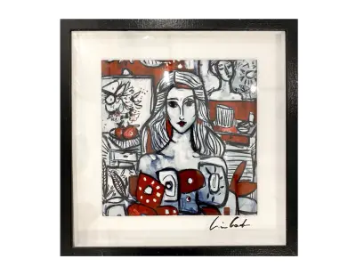 LOTE 003 - 01 AZULEJO COM MOLDURA, 30X30 CM.