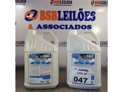 LOTE 047 - 10 LITROS DE HIPOCLORITO DE SÓDIO 12%. (NO ESTADO, LEILÃO NÃO TEM GARANTIA E NEM DEVOLUÇÃO, SUJEITO A POSSÍVEIS AVARIAS VISÍVEIS/OCULTAS E/OU AUSÊNCIA DE COMPONENTES).