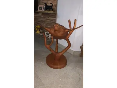LOTE 048 - ESCULTURA  IMPORTADA TARTARUGA MADEIRA NOBRE APROXIMADAMENTE 90 CM DE ALTURA (NO ESTADO)