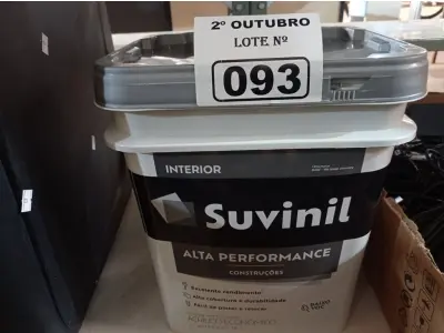 LOTE 093 - 01 BALDE DE TINTA SUVINIL INTERIORES NA COR FOSCO BRANCO 18L. (NO ESTADO) ATENÇÃO! FAZER A VISITAÇÃO ANTES DE ARREMATAR, NÃO SABEMOS SE FUNCIONA. LEILÃO NÃO TEM GARANTIA E NEM DEVOLUÇÃO, SUJEITO A POSSÍVEIS AVARIAS VISÍVEIS/OCULTAS E/OU AUSÊNCIA DE COMPONENTES.