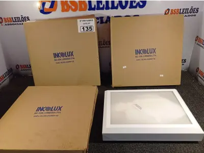 LOTE 135 - 03 PLAFONS DE SOBREPOR 40X30 INCOLUSTRE. (NO ESTADO) ATENÇÃO! FAZER A VISITAÇÃO ANTES DE ARREMATAR, NÃO SABEMOS SE FUNCIONA. LEILÃO NÃO TEM GARANTIA E NEM DEVOLUÇÃO, SUJEITO A POSSÍVEIS AVARIAS VISÍVEIS/OCULTAS E/OU AUSÊNCIA DE COMPONENTES.