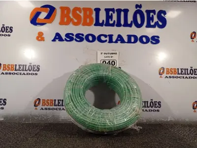 LOTE 040 - 01 ROLO DE CABO FLEXÍVEL 100M 10MM NA COR VERDE. (NO ESTADO) ATENÇÃO! FAZER A VISITAÇÃO ANTES DE ARREMATAR, NÃO SABEMOS SE FUNCIONA. LEILÃO NÃO TEM GARANTIA E NEM DEVOLUÇÃO, SUJEITO A POSSÍVEIS AVARIAS VISÍVEIS/OCULTAS E/OU AUSÊNCIA DE COMPONENTES.