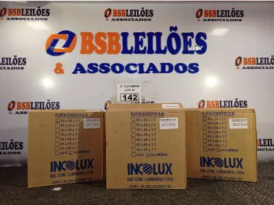 LOTE 142 - 03 PLAFONS DE SOBREPOR 20X20. (NO ESTADO) ATENÇÃO! FAZER A VISITAÇÃO ANTES DE ARREMATAR, NÃO SABEMOS SE FUNCIONA. LEILÃO NÃO TEM GARANTIA E NEM DEVOLUÇÃO, SUJEITO A POSSÍVEIS AVARIAS VISÍVEIS/OCULTAS E/OU AUSÊNCIA DE COMPONENTES.