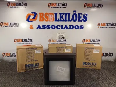 LOTE 059 - 04 PLAFONS DE SOBREPOR 20X20. (NO ESTADO) ATENÇÃO! FAZER A VISITAÇÃO ANTES DE ARREMATAR, NÃO SABEMOS SE FUNCIONA. LEILÃO NÃO TEM GARANTIA E NEM DEVOLUÇÃO, SUJEITO A POSSÍVEIS AVARIAS VISÍVEIS/OCULTAS E/OU AUSÊNCIA DE COMPONENTES.