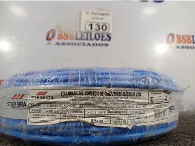 LOTE 130 - 01 ROLO DE CABO FLEXÍVEL 100M 10MM NA COR AZUL. (NO ESTADO) ATENÇÃO! FAZER A VISITAÇÃO ANTES DE ARREMATAR, NÃO SABEMOS SE FUNCIONA. LEILÃO NÃO TEM GARANTIA E NEM DEVOLUÇÃO, SUJEITO A POSSÍVEIS AVARIAS VISÍVEIS/OCULTAS E/OU AUSÊNCIA DE COMPONENTES.