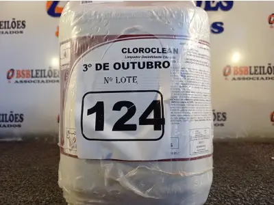 LOTE 124 - 10 LITROS DE CLOROCLEAN, LIMPADOR DESINFETANTE CLORADO PARA INDÚSTRIAS ALIMENTÍCIAS E AFINS. (NO ESTADO) ATENÇÃO! FAZER A VISITAÇÃO ANTES DE ARREMATAR, NÃO SABEMOS SE FUNCIONA. LEILÃO NÃO TEM GARANTIA E NEM DEVOLUÇÃO, SUJEITO A POSSÍVEIS AVARIAS VISÍVEIS/OCULTAS E/OU AUSÊNCIA DE COMPONENTES.