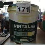 LOTE 171 - 01 BALDE DE TINTA IQUINE PINTALAR FOSCO-AVELUDADO 15L NA COR BRANCO GELO. (NO ESTADO) ATENÇÃO! FAZER A VISITAÇÃO ANTES DE ARREMATAR, NÃO SABEMOS SE FUNCIONA. LEILÃO NÃO TEM GARANTIA E NEM DEVOLUÇÃO, SUJEITO A POSSÍVEIS AVARIAS VISÍVEIS/OCULTAS E/OU AUSÊNCIA DE COMPONENTES.