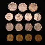 LOTE 048 - LOTE 48 – MOEDAS ITÁLIA, ISRAEL ESPANHA 	MOEDA	OBSERVAÇÕES 1.		100 Liras (1966, 1968,1978)	3 unidades 2.		500 Liras (2 x 1985, 1983, 1989 e 1995)	5 unidades 3.		200 Liras (1979)	1 unidade 4.		10 Shekel	2 unidades 5.		½ Shekel	1 unidade 6.		25 Pesetas (1957)	1 unidade 7.		5 Pesetas (1957)	3 unidades 8.		1 Peseta (1953)	1 unidade 9.		25 Pesetas (1975)	3 unidades 10.		5 Pesetas (1975)	8 unidades 11.		1 Peseta (1975)	4 unidades 12.		5 Pesetas (1991,1992 e 1998)	3 unidades