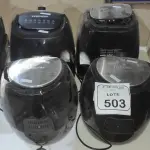 04 AIR FRYERS MARCA MONDIAL PARA RETIRADA DE PEÇAS. (NO ESTADO) ATENÇÃO! FAZER A VISITAÇÃO ANTES DE ARREMATAR, NÃO SABEMOS SE FUNCIONA, LEILÃO NÃO TEM GARANTIA E NEM DEVOLUÇÃO, SUJEITO A POSSÍVEIS AVARIAS VISÍVEIS/OCULTAS E/OU AUSÊNCIA DE COMPONENTES.