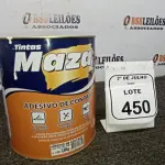 01 LATA DE ADESIVO DE CONTATO 2,80KG MARCA MAZA. (NO ESTADO) ATENÇÃO! FAZER A VISITAÇÃO ANTES DE ARREMATAR, NÃO SABEMOS SE FUNCIONA, LEILÃO NÃO TEM GARANTIA E NEM DEVOLUÇÃO, SUJEITO A POSSÍVEIS AVARIAS VISÍVEIS/OCULTAS E/OU AUSÊNCIA DE COMPONENTES.
