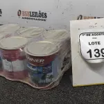 06 LATAS DE TINTA ACRÍLICA PREMIUM DE 800ML CADA NA COR BASE PASTEL. (NO ESTADO) ATENÇÃO! FAZER A VISITAÇÃO ANTES DE ARREMATAR, NÃO SABEMOS SE FUNCIONA, LEILÃO NÃO TEM GARANTIA E NEM DEVOLUÇÃO, SUJEITO A POSSÍVEIS AVARIAS VISÍVEIS/OCULTAS E/OU AUSÊNCIA DE COMPONENTES.