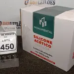 24 UNIDADES DE SILICONE ACÉTICO INCOLOR COM 240G CADA MARCA MONUMENTAL. (NO ESTADO) ATENÇÃO! FAZER A VISITAÇÃO ANTES DE ARREMATAR, NÃO SABEMOS SE FUNCIONA, LEILÃO NÃO TEM GARANTIA E NEM DEVOLUÇÃO, SUJEITO A POSSÍVEIS AVARIAS VISÍVEIS/OCULTAS E/OU AUSÊNCIA DE COMPONENTES.