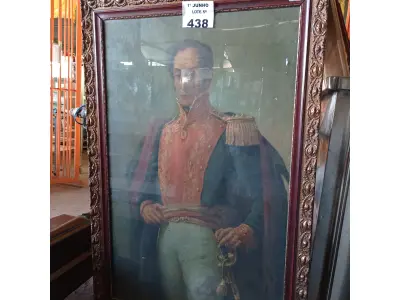 LOTE 438 - 01 QUADRO DE SIMÓN BOLÍVAR. (NO ESTADO, LEILÃO NÃO TEM GARANTIA E NEM DEVOLUÇÃO, SUJEITO A POSSÍVEIS AVARIAS VISÍVEIS/OCULTAS E/OU AUSÊNCIA DE COMPONENTES).