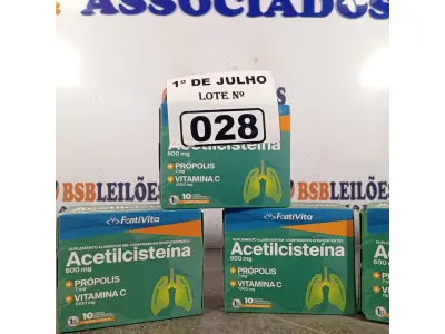 LOTE 028 - 04 CAIXAS DE ACETILCISTEINA 600MG. (NO ESTADO, LEILÃO NÃO TEM GARANTIA E NEM DEVOLUÇÃO, SUJEITO A POSSÍVEIS AVARIAS VISÍVEIS/OCULTAS E/OU AUSÊNCIA DE COMPONENTES).