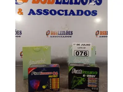 LOTE 076 - 02 CAIXAS DE CHÁ, 01 CAIXA DE FONTIMUNO C6 E 01 CAIXA DE FONTIMUNO ENERGY. (NO ESTADO, LEILÃO NÃO TEM GARANTIA E NEM DEVOLUÇÃO, SUJEITO A POSSÍVEIS AVARIAS VISÍVEIS/OCULTAS E/OU AUSÊNCIA DE COMPONENTES).