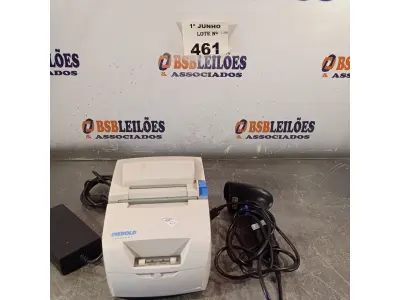 LOTE 461 - 01 IMPRESSORA DE CUPOM MARCA DIEBLOLD COM FONTE EPSON 24V E 01 LEITOR DE CÓDIGO DE BARRAS. (NO ESTADO, LEILÃO NÃO TEM GARANTIA E NEM DEVOLUÇÃO, SUJEITO A POSSÍVEIS AVARIAS VISÍVEIS/OCULTAS E/OU AUSÊNCIA DE COMPONENTES).