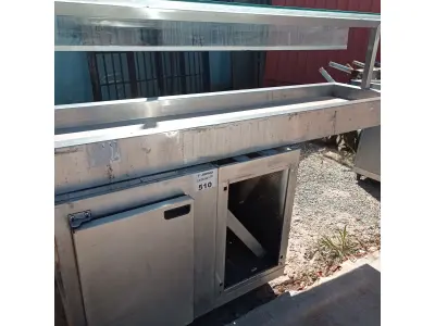 LOTE 510 - 01 BALCÃO E 01 ILHA EM INOX INCOMPLETOS. (NO ESTADO, LEILÃO NÃO TEM GARANTIA E NEM DEVOLUÇÃO, SUJEITO A POSSÍVEIS AVARIAS VISÍVEIS/OCULTAS E/OU AUSÊNCIA DE COMPONENTES).