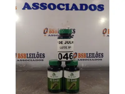 LOTE 046 - 03 FRASCOS DE 30 ERVAS BIO&FLORA 500MG COM 60 CAPSULAS CADA. (NO ESTADO, LEILÃO NÃO TEM GARANTIA E NEM DEVOLUÇÃO, SUJEITO A POSSÍVEIS AVARIAS VISÍVEIS/OCULTAS E/OU AUSÊNCIA DE COMPONENTES).