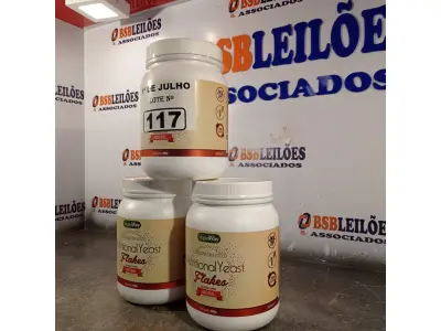 LOTE 117 - 03 POTES DE LEVEDURA EM FLOCOS VEGAN WAY 500G SABOR NATURAL. (NO ESTADO, LEILÃO NÃO TEM GARANTIA E NEM DEVOLUÇÃO, SUJEITO A POSSÍVEIS AVARIAS VISÍVEIS/OCULTAS E/OU AUSÊNCIA DE COMPONENTES).