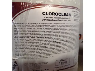 LOTE 525 - 10 LITROS DE CLOROCLEAN LIMPADOR DESINFETANTE CLORADO PARA INDÚSTRIA ALIMENTÍCIA E AFINS. (NO ESTADO, LEILÃO NÃO TEM GARANTIA E NEM DEVOLUÇÃO, SUJEITO A POSSÍVEIS AVARIAS VISÍVEIS/OCULTAS E/OU AUSÊNCIA DE COMPONENTES).