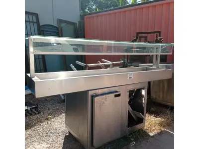 LOTE 511 - 01 BALCÃO E 01 ILHA EM INOX INCOMPLETOS. (NO ESTADO, LEILÃO NÃO TEM GARANTIA E NEM DEVOLUÇÃO, SUJEITO A POSSÍVEIS AVARIAS VISÍVEIS/OCULTAS E/OU AUSÊNCIA DE COMPONENTES).
