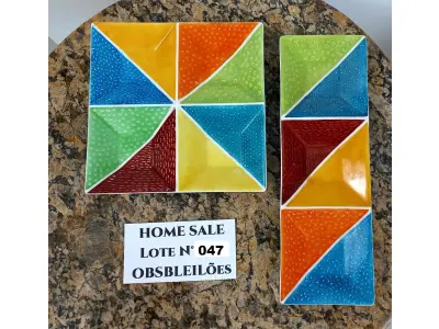 LOTE 047 - 02 (DUAS) PETISQUEIRAS EM LOUÇA PINTADO À MÃO. (NO ESTADO DE CONSERVAÇÃO QUE SE ENCONTRA)
