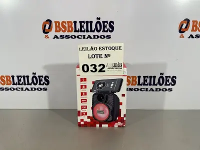 LOTE 032 - 01 CAIXA DE SOM BLUETOOTH COM SUPORTE PARA CELULAR (NO ESTADO, NÃO SABEMOS SE FUNCIONA. LEILÃO NÃO TEM GARANTIA E NEM DEVOLUÇÃO)
