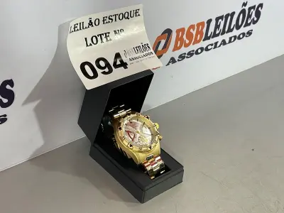 LOTE 094 - 01 RELÓGIO DOURADO METÁLICO (NO ESTADO, NÃO SABEMOS SE FUNCIONA. LEILÃO NÃO TEM GARANTIA E NEM DEVOLUÇÃO)