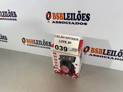 LOTE 039 - 01 CAIXA DE SOM BLUETOOTH COM SUPORTE PARA CELULAR (NO ESTADO, NÃO SABEMOS SE FUNCIONA. LEILÃO NÃO TEM GARANTIA E NEM DEVOLUÇÃO)