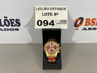 LOTE 094 - 01 RELÓGIO DOURADO METÁLICO (NO ESTADO, NÃO SABEMOS SE FUNCIONA. LEILÃO NÃO TEM GARANTIA E NEM DEVOLUÇÃO)