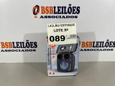 LOTE 089 - 01 CAIXA DE SOM BLUETOOTH COM SUPORTE PARA CELULAR (NO ESTADO, NÃO SABEMOS SE FUNCIONA. LEILÃO NÃO TEM GARANTIA E NEM DEVOLUÇÃO)