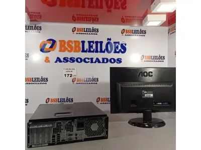 LOTE 172 - 01 HP COMPAQ 6005, PROCESSADOR X2, HD 250, MEMORIA 2GB E 01 MONITOR AOC MODELO E 950S WDA. (NO ESTADO, LEILÃO NÃO TEM GARANTIA E NEM DEVOLUÇÃO, SUJEITO A POSSÍVEIS AVARIAS VISÍVEIS/OCULTAS E/OU AUSÊNCIA DE COMPONENTES).