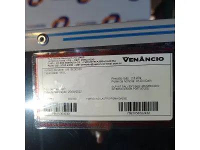 LOTE 075 - 01 FORNO ROMA VENÂNCIO 80 CM DE LASTRO A GÁS ROMA COM PEDRA REFRATARIA FIRI80 (NOVO), (NO ESTADO)