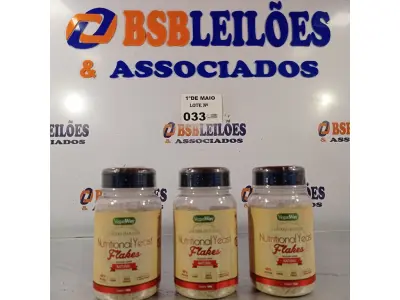 LOTE 033 - 03 FRASCOS DE LEVEDURA EM FLOCOS (VEGAN WAY) NUTRICIONAL YEAST 100G. (NO ESTADO, LEILÃO NÃO TEM GARANTIA E NEM DEVOLUÇÃO, SUJEITO A POSSÍVEIS AVARIAS VISÍVEIS/OCULTAS E/OU AUSÊNCIA DE COMPONENTES).