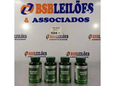 LOTE 024 - 04 FRASCOS DE MAGNÉSIO QUELATO (MACROPHYTUS) 30 CAPSULAS CADA. (NO ESTADO, LEILÃO NÃO TEM GARANTIA E NEM DEVOLUÇÃO, SUJEITO A POSSÍVEIS AVARIAS VISÍVEIS/OCULTAS E/OU AUSÊNCIA DE COMPONENTES).