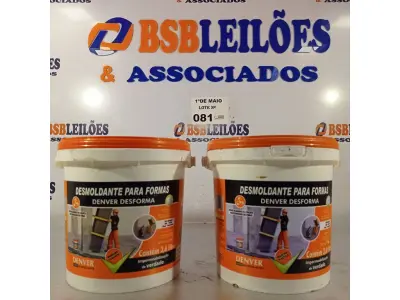 LOTE 081 - 02 BALDES DE DESMOLDANTE PARA FORMAS. (NO ESTADO, LEILÃO NÃO TEM GARANTIA E NEM DEVOLUÇÃO, SUJEITO A POSSÍVEIS AVARIAS VISÍVEIS/OCULTAS E/OU AUSÊNCIA DE COMPONENTES).