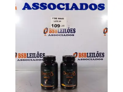 LOTE 109 - 02 FRASCOS DE OMEGA3 BIOKLEIN 1.000MG COM 120 CAPSULAS CADA. (NO ESTADO, LEILÃO NÃO TEM GARANTIA E NEM DEVOLUÇÃO, SUJEITO A POSSÍVEIS AVARIAS VISÍVEIS/OCULTAS E/OU AUSÊNCIA DE COMPONENTES).