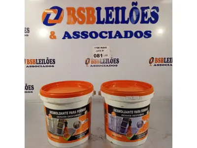 LOTE 081 - 02 BALDES DE DESMOLDANTE PARA FORMAS. (NO ESTADO, LEILÃO NÃO TEM GARANTIA E NEM DEVOLUÇÃO, SUJEITO A POSSÍVEIS AVARIAS VISÍVEIS/OCULTAS E/OU AUSÊNCIA DE COMPONENTES).