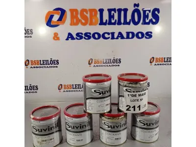 LOTE 211 - 06 LATAS DE COLORANTE SUVINIL 900ML. (NO ESTADO, LEILÃO NÃO TEM GARANTIA E NEM DEVOLUÇÃO, SUJEITO A POSSÍVEIS AVARIAS VISÍVEIS/OCULTAS E/OU AUSÊNCIA DE COMPONENTES).