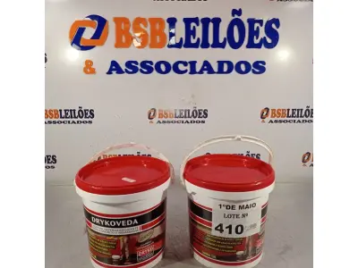 LOTE 410 - 02 BALDES DE DRYKOVEDA, ADITIVO IMPERMEABILIZANTE PARA CONCRETO E ARGAMASSAS. (NO ESTADO, LEILÃO NÃO TEM GARANTIA E NEM DEVOLUÇÃO, SUJEITO A POSSÍVEIS AVARIAS VISÍVEIS/OCULTAS E/OU AUSÊNCIA DE COMPONENTES).