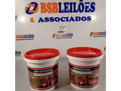 LOTE 308 - 02 BALDES DE DRYKOVEDA, ADITIVO IMPERMEABILIZANTE PARA CONCRETO E ARGAMASSAS. (NO ESTADO, LEILÃO NÃO TEM GARANTIA E NEM DEVOLUÇÃO, SUJEITO A POSSÍVEIS AVARIAS VISÍVEIS/OCULTAS E/OU AUSÊNCIA DE COMPONENTES).