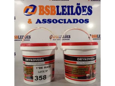 LOTE 358 - 02 BALDES DE DRYKOVEDA, ADITIVO IMPERMEABILIZANTE PARA CONCRETO E ARGAMASSAS. (NO ESTADO, LEILÃO NÃO TEM GARANTIA E NEM DEVOLUÇÃO, SUJEITO A POSSÍVEIS AVARIAS VISÍVEIS/OCULTAS E/OU AUSÊNCIA DE COMPONENTES).